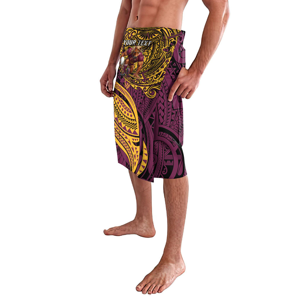 Personalised Brisbane Broncos Lavalava Polynesian Tribal Art Style With Hammerhead Mascot