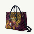 Personalised Brisbane Broncos Leather Bag Polynesian Tribal Art Style With Hammerhead Mascot