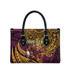 Personalised Brisbane Broncos Leather Bag Polynesian Tribal Art Style With Hammerhead Mascot