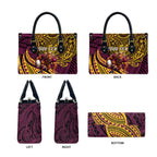 Personalised Brisbane Broncos Leather Bag Polynesian Tribal Art Style With Hammerhead Mascot