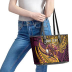 Personalised Brisbane Broncos Leather Tote Bag Polynesian Tribal Art Style With Hammerhead Mascot