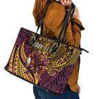 Personalised Brisbane Broncos Leather Tote Bag Polynesian Tribal Art Style With Hammerhead Mascot