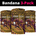 Personalised Brisbane Broncos Neck Gaiter Polynesian Tribal Art Style With Hammerhead Mascot