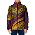 Personalised Brisbane Broncos Padded Jacket Polynesian Tribal Art Style With Hammerhead Mascot