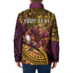 Personalised Brisbane Broncos Padded Jacket Polynesian Tribal Art Style With Hammerhead Mascot