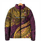 Personalised Brisbane Broncos Padded Jacket Polynesian Tribal Art Style With Hammerhead Mascot