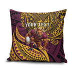 Personalised Brisbane Broncos Pillow Cover Polynesian Tribal Art Style With Hammerhead Mascot
