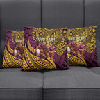 Personalised Brisbane Broncos Pillow Cover Polynesian Tribal Art Style With Hammerhead Mascot