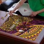 Personalised Brisbane Broncos Puzzle Polynesian Tribal Art Style With Hammerhead Mascot