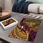 Personalised Brisbane Broncos Puzzle Polynesian Tribal Art Style With Hammerhead Mascot