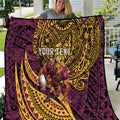 Personalised Brisbane Broncos Quilt Polynesian Tribal Art Style With Hammerhead Mascot