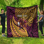 Personalised Brisbane Broncos Quilt Polynesian Tribal Art Style With Hammerhead Mascot