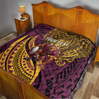 Personalised Brisbane Broncos Quilt Polynesian Tribal Art Style With Hammerhead Mascot
