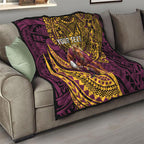 Personalised Brisbane Broncos Quilt Polynesian Tribal Art Style With Hammerhead Mascot
