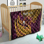 Personalised Brisbane Broncos Quilt Polynesian Tribal Art Style With Hammerhead Mascot