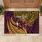 Personalised Brisbane Broncos Rubber Doormat Polynesian Tribal Art Style With Hammerhead Mascot