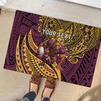 Personalised Brisbane Broncos Rubber Doormat Polynesian Tribal Art Style With Hammerhead Mascot