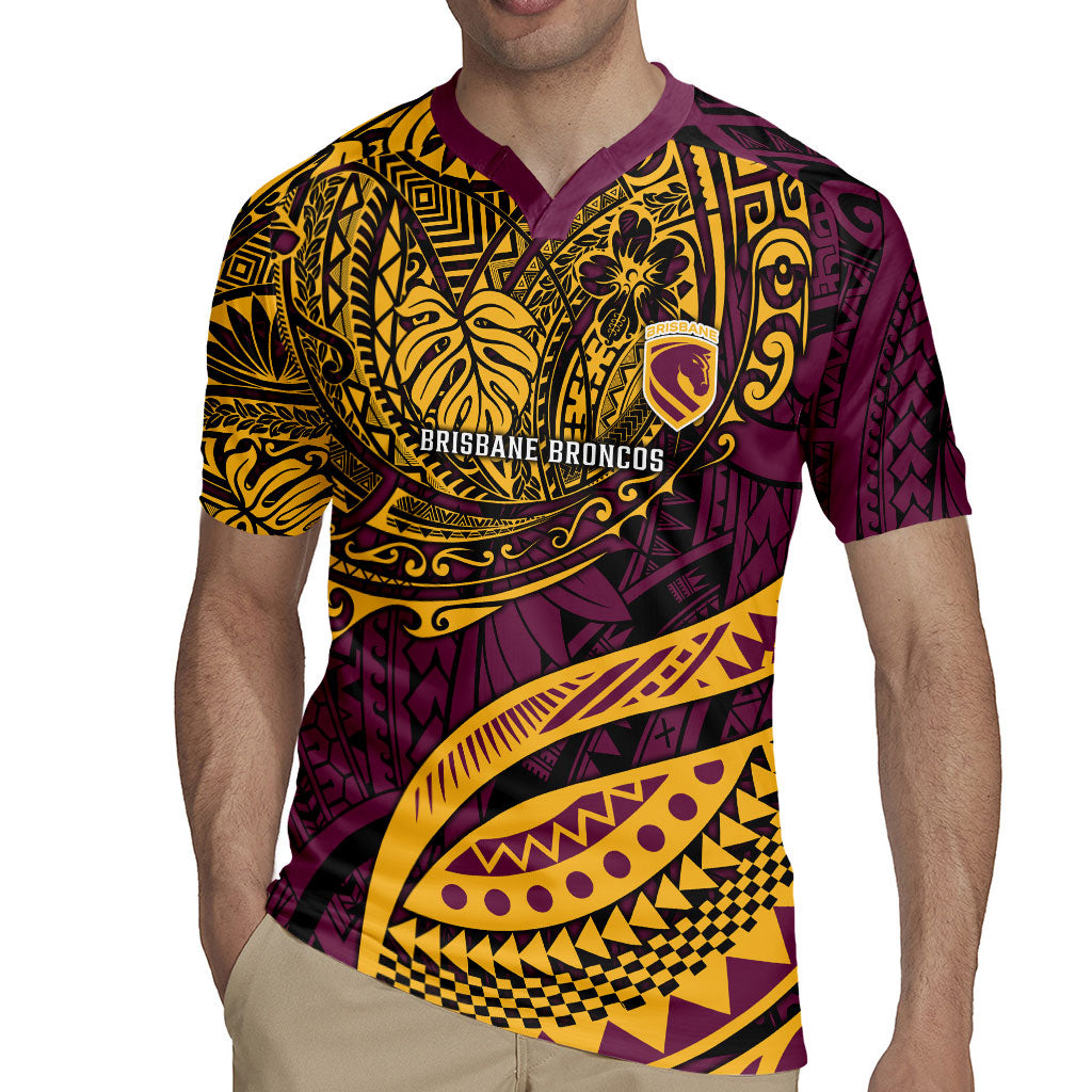 Personalised Brisbane Broncos Rugby Jersey Polynesian Tribal Art Style With Hammerhead Mascot