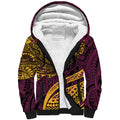 Personalised Brisbane Broncos Sherpa Hoodie Polynesian Tribal Art Style With Hammerhead Mascot