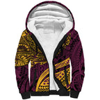 Personalised Brisbane Broncos Sherpa Hoodie Polynesian Tribal Art Style With Hammerhead Mascot