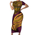 Personalised Brisbane Broncos Short Sleeve Bodycon Dress Polynesian Tribal Art Style With Hammerhead Mascot