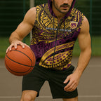 Personalised Brisbane Broncos Sleeveless Zip Hoodie Polynesian Tribal Art Style With Hammerhead Mascot