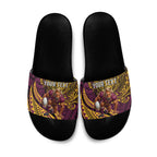 Personalised Brisbane Broncos Slide Sandals Polynesian Tribal Art Style With Hammerhead Mascot