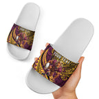 Personalised Brisbane Broncos Slide Sandals Polynesian Tribal Art Style With Hammerhead Mascot