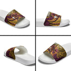 Personalised Brisbane Broncos Slide Sandals Polynesian Tribal Art Style With Hammerhead Mascot