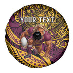 Personalised Brisbane Broncos Spare Tire Cover Polynesian Tribal Art Style With Hammerhead Mascot