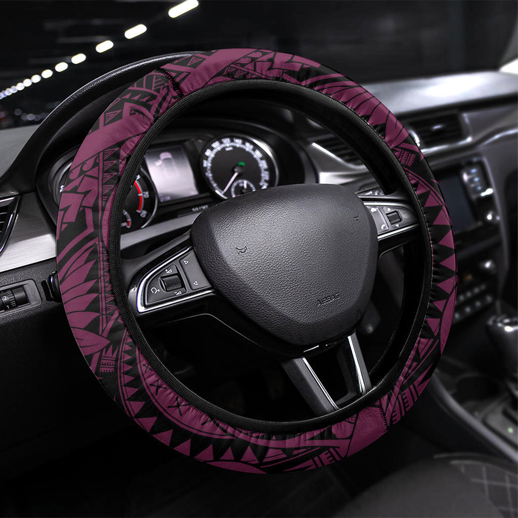 Brisbane Broncos Steering Wheel Cover Polynesian Tribal Art Style With Hammerhead Mascot