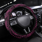 Brisbane Broncos Steering Wheel Cover Polynesian Tribal Art Style With Hammerhead Mascot