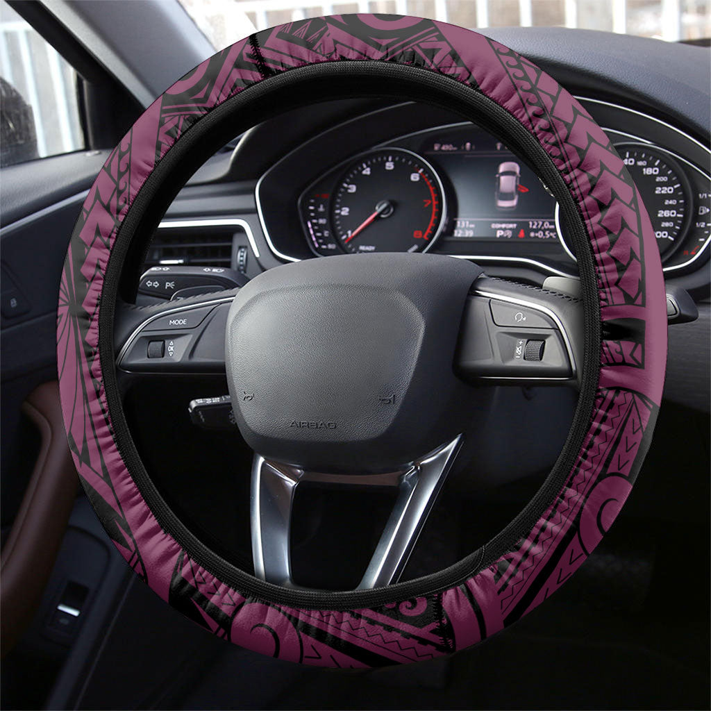 Brisbane Broncos Steering Wheel Cover Polynesian Tribal Art Style With Hammerhead Mascot
