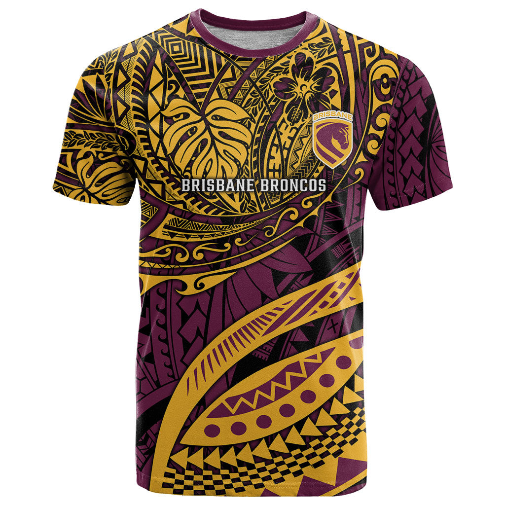 Personalised Brisbane Broncos T Shirt Polynesian Tribal Art Style With Hammerhead Mascot