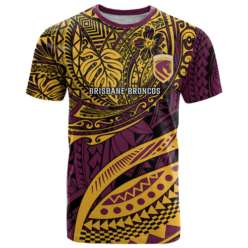 Personalised Brisbane Broncos T Shirt Polynesian Tribal Art Style With Hammerhead Mascot