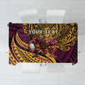 Personalised Brisbane Broncos Tablecloth Polynesian Tribal Art Style With Hammerhead Mascot