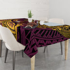 Personalised Brisbane Broncos Tablecloth Polynesian Tribal Art Style With Hammerhead Mascot
