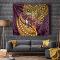 Personalised Brisbane Broncos Tapestry Polynesian Tribal Art Style With Hammerhead Mascot