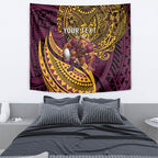 Personalised Brisbane Broncos Tapestry Polynesian Tribal Art Style With Hammerhead Mascot
