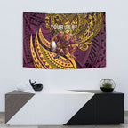 Personalised Brisbane Broncos Tapestry Polynesian Tribal Art Style With Hammerhead Mascot