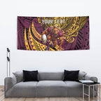 Personalised Brisbane Broncos Tapestry Polynesian Tribal Art Style With Hammerhead Mascot