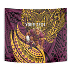 Personalised Brisbane Broncos Tapestry Polynesian Tribal Art Style With Hammerhead Mascot