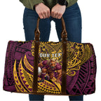 Personalised Brisbane Broncos Travel Bag Polynesian Tribal Art Style With Hammerhead Mascot