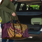 Personalised Brisbane Broncos Travel Bag Polynesian Tribal Art Style With Hammerhead Mascot
