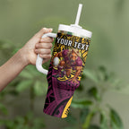 Personalised Brisbane Broncos Tumbler With Handle Polynesian Tribal Art Style With Hammerhead Mascot