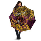 Personalised Brisbane Broncos Umbrella Polynesian Tribal Art Style With Hammerhead Mascot