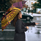 Personalised Brisbane Broncos Umbrella Polynesian Tribal Art Style With Hammerhead Mascot