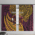 Personalised Brisbane Broncos Window Curtain Polynesian Tribal Art Style With Hammerhead Mascot