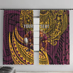 Personalised Brisbane Broncos Window Curtain Polynesian Tribal Art Style With Hammerhead Mascot