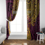 Personalised Brisbane Broncos Window Curtain Polynesian Tribal Art Style With Hammerhead Mascot